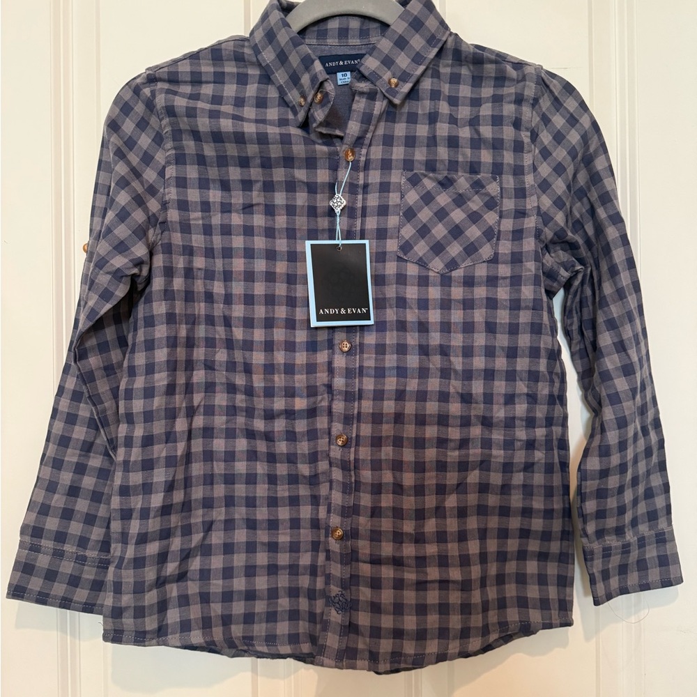 Andy & Evan Boy’s Buttondown Gingham Collared Shirt
